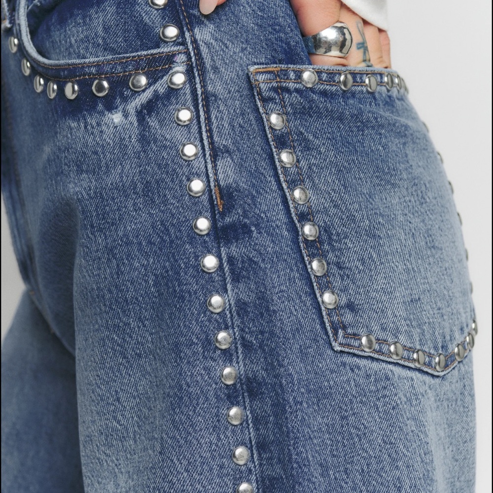 Blue Flare Jeans with Studded Details